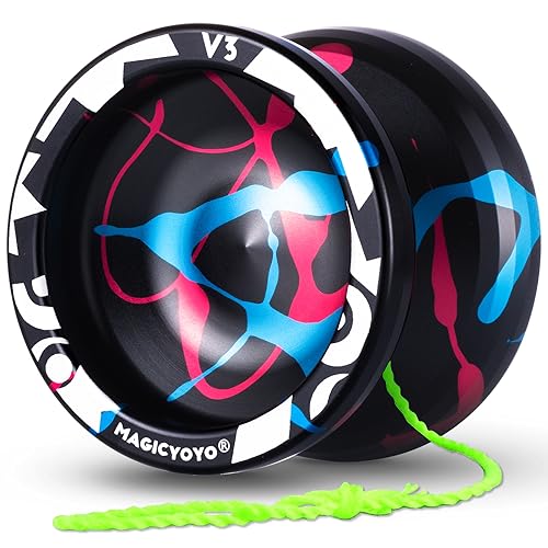 MAGICYOYO V3 Responsive Yoyo for Beginner, Metal Yoyo Professional Dual Purpose Yoyo for Advanced Player with 12 Yoyo Strings, Yoyo Case, Unresponsive KK Bearing, Removal Bearing Tool, Axle (Tricolor)