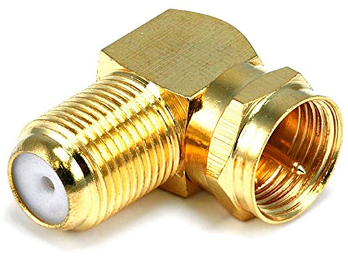 Monoprice F Type Right Angle Female to Male Adapter, Gold Plated