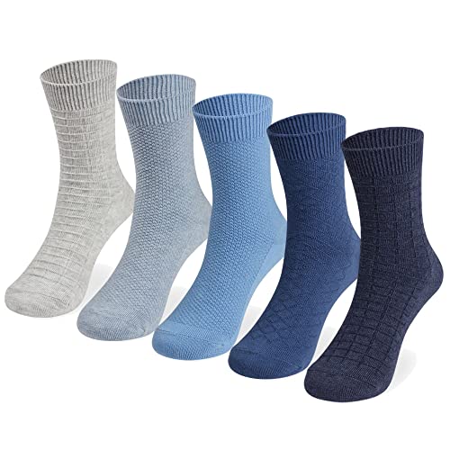 COTTON DAY Kids Boys Blue Gray Crew Casual Dress School Socks 6-8 Years Size 8 (M)