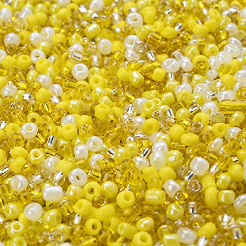 300/600/1500pcs 3mm Yellow Pony Beads Glass Seed Spacer Beads DIY Bracelet Necklace Jewelry Making Accessories Supplies