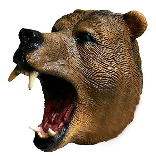 HENGYUTOYMASK Brown Bear Animal Head Latex Mask Halloween Wild Forest Animal Costume Grizzly Bear Overhead Mask for Adult