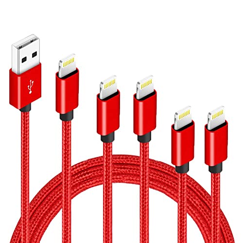 MFi Certified iPhone Charger, 5Packs(3ft 3ft 6ft 6ft 10ft) iPhone Charger Cable Fast Charging Cord Nylon Braided USB Lightning Cable Compatible with iPhone14/13/12/11/X/Max/8/7/6/6S/5/5S/SE/Plus/iPad