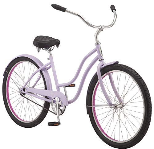 Schwinn Mikko Adult Beach Cruiser Bike, Featuring 17-Inch/Medium Steel Step-Over Frames, 1-Speed Drivetrains, Purple