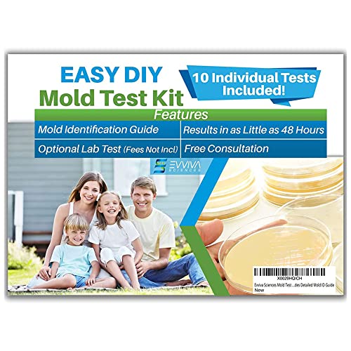 Evviva Sciences Mold Test Kit for Home - 10 Simple Detection Tests w/Optional Lab Analysis, Test HVAC System, Home Surfaces, & Indoor Air Quality Testing Kit - Downloadable Identification Guide