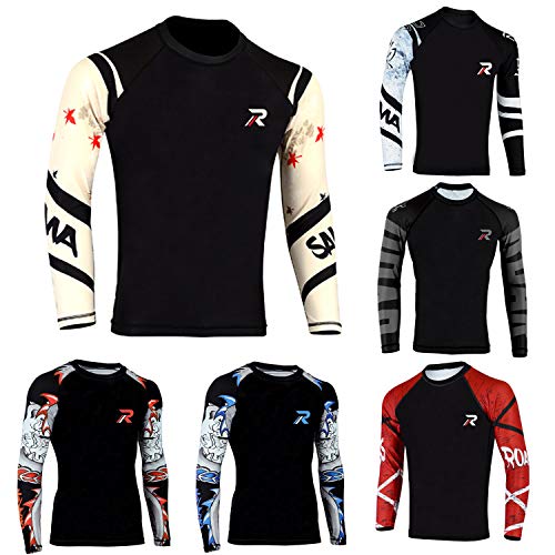 ROAR Long Sleeve MMA Rash Guard Cage Fight BJJ Wear No Gi Training Shirts (Zebra Print Yellow, Medium)