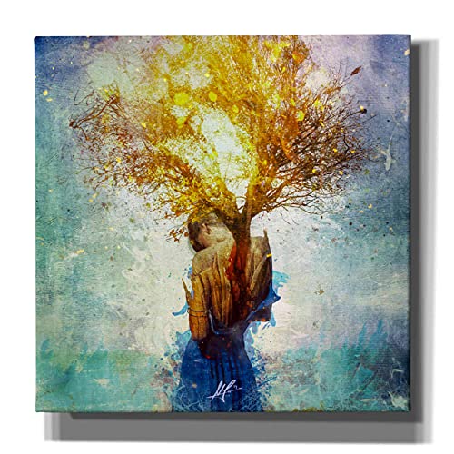 Cortesi Home 'Forgiveness' by Mario Sanchez Nevado, Canvas Wall Art, 18' x 18',Yellow