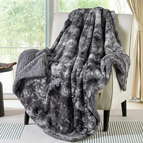 Bedsure Fuzzy Blanket Twin Size - Grey, Soft and Comfy Sherpa, Plush and Furry Faux Fur, Reversible Twin Blankets for Couch, Sofa and Bed, 60x80 Inches