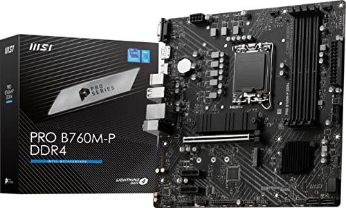 MSI PRO B760M-P DDR4 ProSeries Motherboard (Supports 12th/13th/14th Gen Intel Processors, LGA 1700, DDR4, PCIe 4.0, M.2, USB 3.2 Gen2, HDMI/DP, mATX)