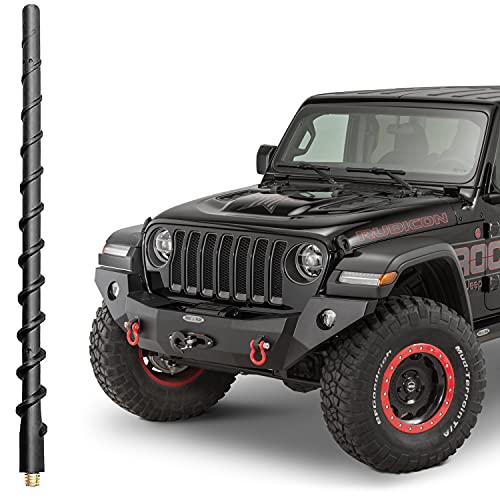 VOFONO 13 Inch Spiral Antenna for Jeep Wrangler Gladiator 2007-2024 JK JL JT Unlimited Rubicon Sahara Sport Willys 4xe Mojave High Altitude, Short Antenna Upgrade Jeep Wrangler Gladiator Accessories