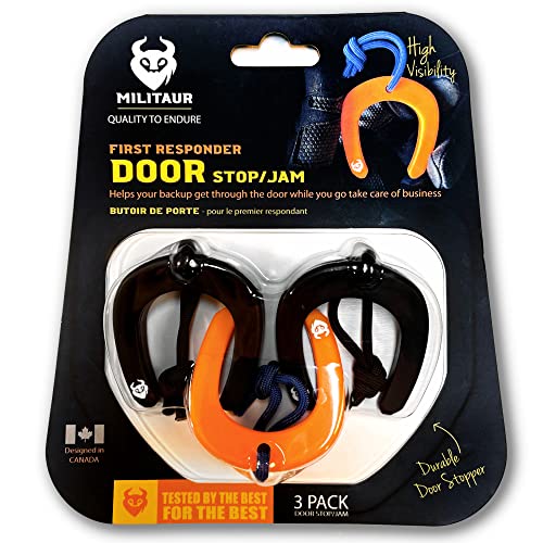 Militaur First Responder Door Stop. Stops Doors from Closing. Orange is Glow in The Dark. Police & EMS Door Jam. Firefighter Tools Door Wedge. Door Pinch Guard. Molle & PALS Compatible. (3 Pack)