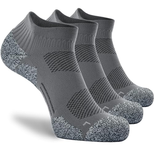 CWVLC Unisex Cushioned Compression Athletic Ankle Socks Multipack, 3-pairs Charcoal, XL (13.5-15.5 W US/ 12-14 M US)