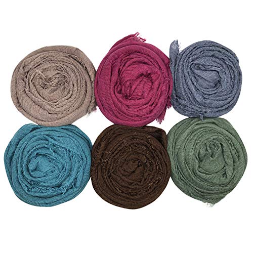 MANSHU 6PCS Women Soft Cotton Scarf Shawl Long Scarf, Scarf and Wrap, Big Head Scarf.