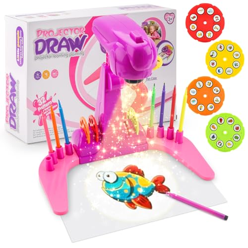 WEYUSUENLI Kids Drawing Projector, Tracing and Drawing Projector Toys,Kids Smart Projector with 32cartoon patters and 12color Brushes for Children Learn to Draw and Sketch(Purple)