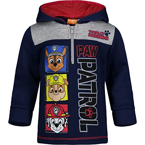 Nickelodeon Paw Patrol Chase Marshall Rubble Toddler Boys Fleece Half Zip Hoodie Navy 4T