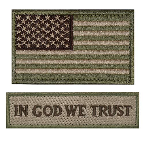 ELLEWIN Tactical Morale Patch USA Flag Don't Tread On Me in God We Trust (Multitan(USA Flag+in GOD WE Trust))