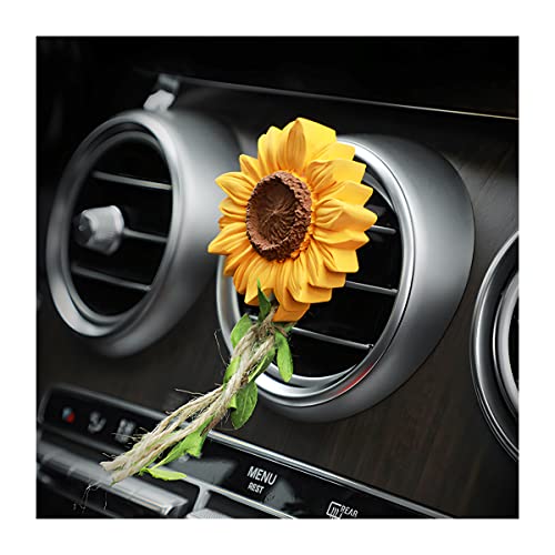 Sunflower Car Fragrance Pendant, Car Charm Rear View Mirror Aromatherapy Essential Oil Diffuser Air Vent Clip Hanging Ornaments, Car Interior Decorative Accessories for Women Teens