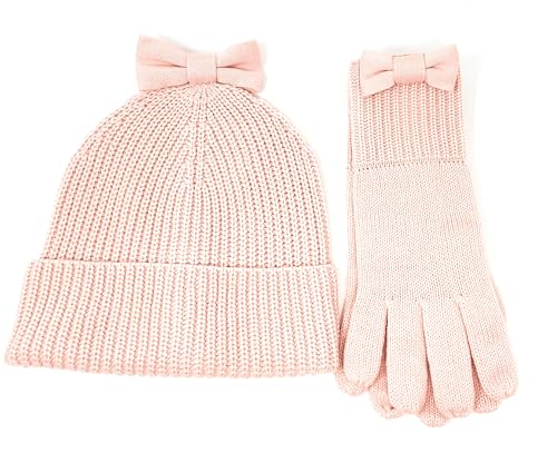 Kate Spade New York Bow Beanie & Gloves Set, English Rose