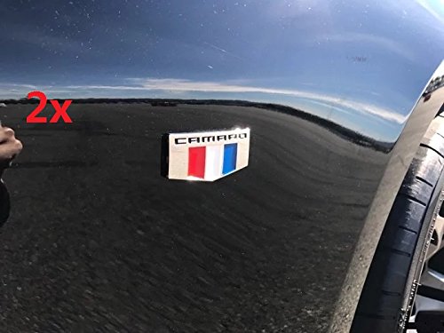 Yoaoo 2X OEM Camaro M Emblems Badge Front Right Left Fender 3D for Camaro Ss Rs Zl1 Chrome Black