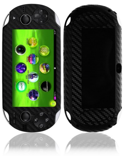 Skinomi Black Carbon Fiber Full Body Skin Compatible with Sony Playstation Vita WiFi (Full Coverage) TechSkin with Anti-Bubble Clear Film Screen Protector