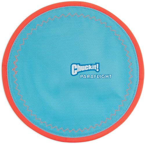 ChuckIt! Paraflight Flying Disc Dog Toy, Large (9.75'), Orange And Blue