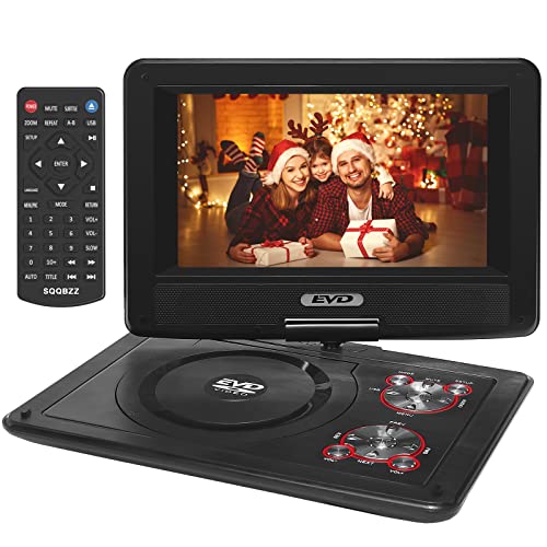 11.5' Portable DVD Player with 9.5' Swivel Screen, 5-Hours Rechargeable Battery,Car DVD Player,Support CD/DVD/SD Card/USB,Regions Free,Dual Speakers, Black…