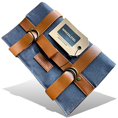 Winckelsteel Tool Roll - Tool Roll Up Bag For Wood Carving Chisels And Other Tools - Heavy Duty Wax Canvas Tool Roll - Roll Up Tool Bag For On Site, Home workshops - Wrench Roll Pouch Multipurpose