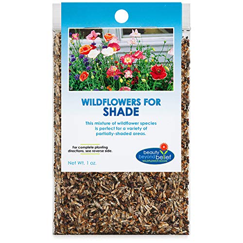 Partial Shade Wildflower Seeds -1 oz, Open-Pollinated Wildflower Seed Mix Packet, No Fillers, Annual, Perennial Wildflower Seeds Year Round Planting - 1 oz