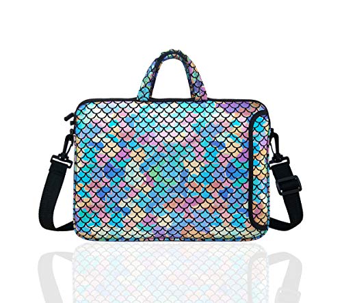 11.6-Inch Laptop Shoulder Messenger Carrying Bag Case Sleeve For 11' 11.6' 12' 12.5 inch Macbook/Notebook/Ultrabook/Chromebook, Mermaid Scale (Colorful)