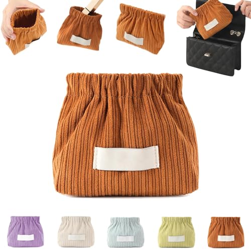 znvwki Corduroy Elastic Storage Bag, Corduroy Storage Bag, Corduroy Elastic Hair Tie Organizer, Portable Travel Corduroy Elastic Storage Bag, Mini Makeup Bag Corduroy Storage Bag