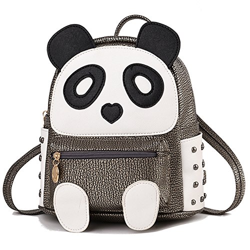 Panda Backpack Purse Cute Waterproof Leather Small Travel Bag Adorable Gift Cinnamon