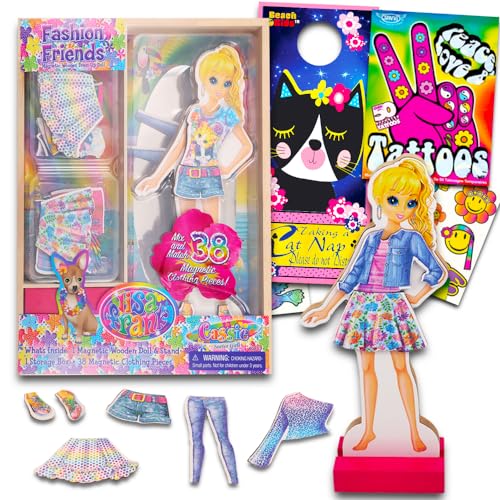 Lisa Frank Paper Dolls Activity Set -- 1 Wooden Doll with Stand, 1 Storage Box with Over 30 Magnetic Clothing Pieces (Lisa Frank Party Supplies)