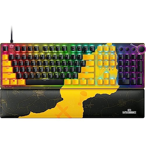 Razer Huntsman V2 Optical Gaming Keyboard: Fastest Linear Optical Switches w/Quick Keystrokes & 8000Hz Polling Rate - Doubleshot PBT Keycaps - Dedicated Media Keys & Dial - PUBG: Battleground Edition
