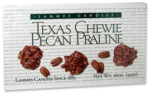 Lammes Candies Texas Chewie Pecan Praline 16oz Caramel Pecans Pralines Boxes Individually Wrapped Chewies