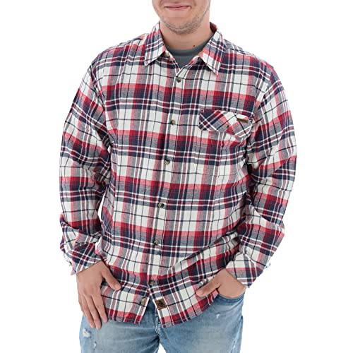 Legendary Whitetails Men's Long Sleeve Plaid Flannel Shirt with Corduroy Cuffs, X-Large