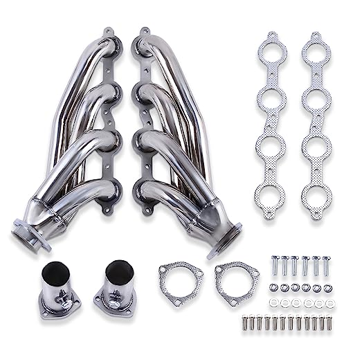 DEMOTOR PERFORMANCE For Chevy LS Chevelle Camaro Nova C-10 Truck Shorty Polished Stainless Steel Headers