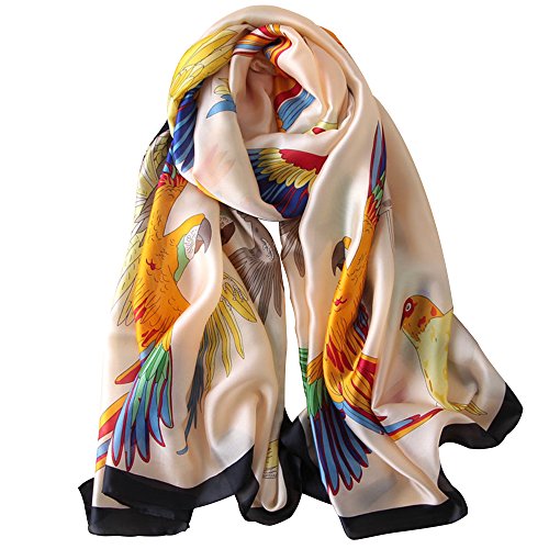 NUWEERIR Womens Silk Feeling Polyester Scarf Long Satin Scarf Fashion Designer Scarf Lightweight Wraps
