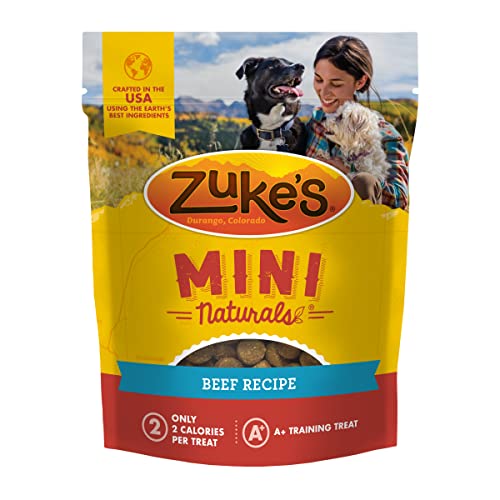 Zuke's Mini Naturals Soft Dog Treats for Training, Soft and Chewy Dog Training Treats with Beef Recipe