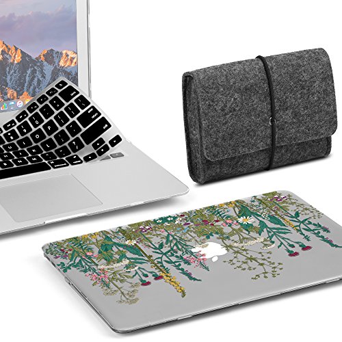 GMYLE MacBook Air 13 Inch Case A1466 A1369 Old Version 2010 2017, Storage Bag Pouch Travel and Keyboard Cover 3 in 1 Set (Garden Floral)