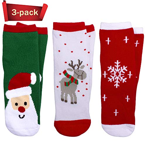 WTTORDE 3 PCS Cute Kid Sock Warm Winter Crew Socks Unisex Cotton Socks Xmas Gift（S）