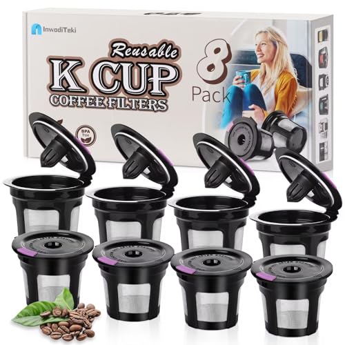 Reusable K Cups for K-eurig, 8 Pack K Cup Reusable Coffee Pods, Universal Reusable K Cup for K-eurig 1.0 and 2.0, Refillable K Cup Coffe Pods BPA Free