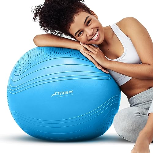 Trideer Exercise Ball Stability Ball - Non-Slip Bumps & Lines Yoga Ball, Anti-Burst Swiss Ball for Fitness, Balance, Gym and Physical Therapy, Home Workout Equipment or Office Ball Chair