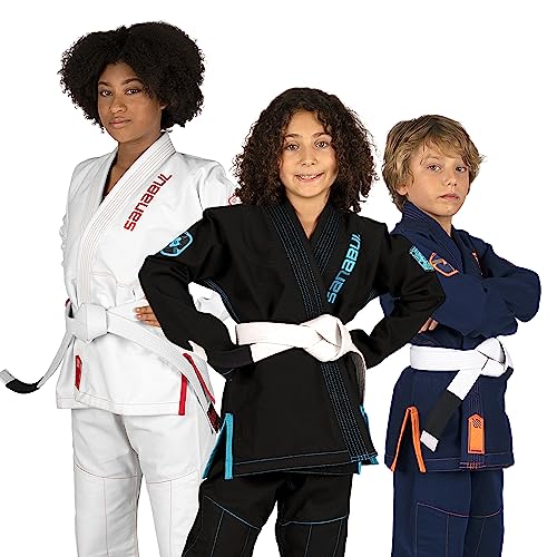 Sanabul Future Legends BJJ Gi for Children and Youth | Kids Brazilian Jiu Jitsu Gi | Includes Free White BJJ Belt (BLACK/BLUE, K4)