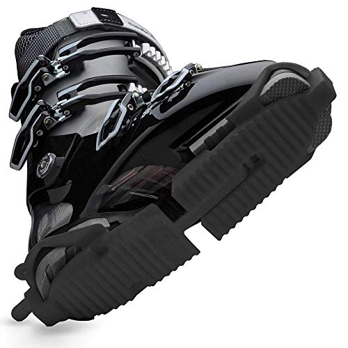 SkiSkootys Ski Boot Traction Cleats - (Adult & Youth Sizes, Classic Version) - Adjustable Comfort Soles for Protection While Walking in Skiing Boots, for Men, Women, & Youth (Black, Adult)