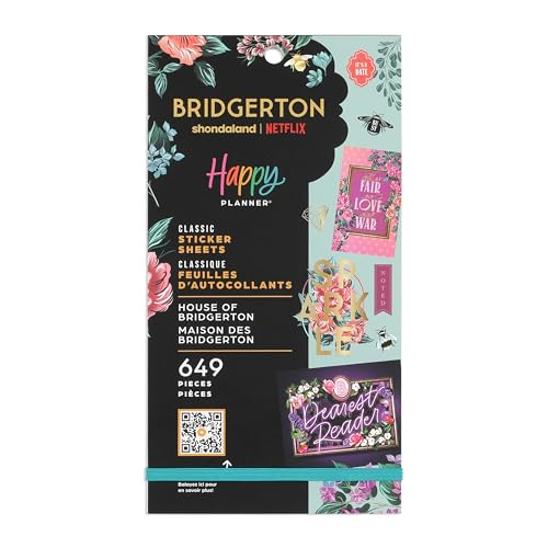 Happy Planner Sticker Set for Planners, Calendars, and Journals, Easy-Peel Stickers, Scrapbook Accessories, House of Bridgerton Theme, 30 Sheets, 649 Total Stickers