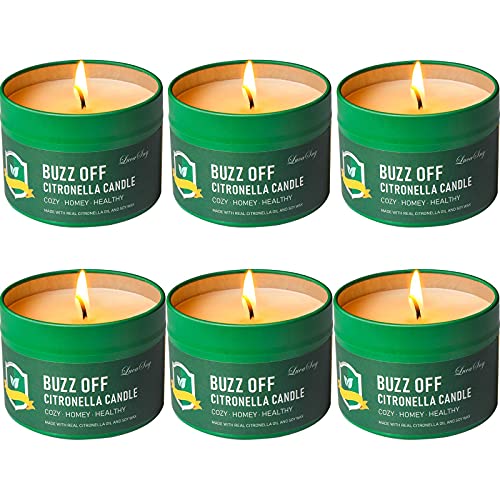 LucaSng Citronella Candles Outdoor Indoor 4.4 OZ 6 Pack 150 Hours Outside for Party Hiking Camping Patio BBQ Deck Lanai Garden Yard Home Balcony