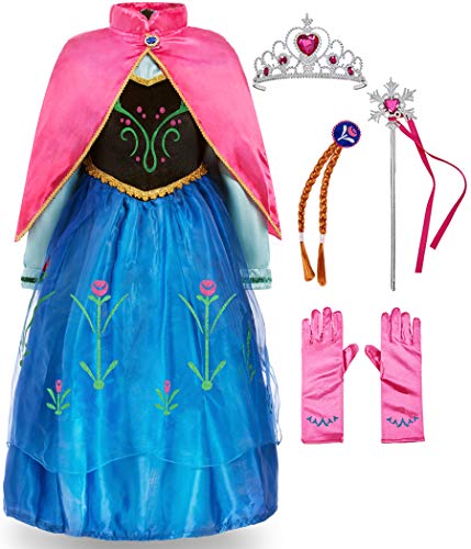 Funna Princess Costume for Toddler Girls Fancy Dress Party with Accessories Blue, 4T