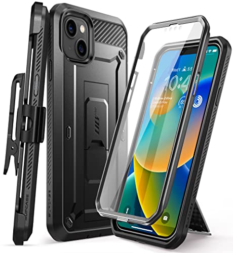 SUPCASE Unicorn Beetle Pro Case for iPhone 14 / iPhone 13 6.1', Built-in Screen Protector & Kickstand & Belt-Clip Heavy Duty Rugged Case (Black)