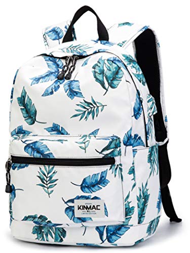 Kinmac Waterproof Laptop Travel Outdoor Backpack with USB Charging Port for 13 inch 14 inch and 15.6 inch Laptop (Banana Leaf)