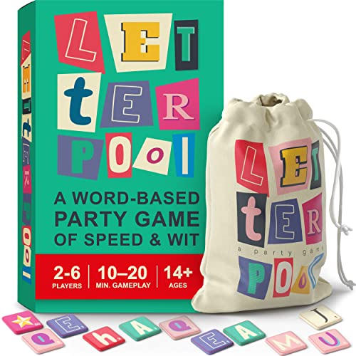 Letterpool: 2-6 Players Board Games for Adults, Family, Teens — Fun Word Games for Teens and Adults Group, Fast Thinking Adult Party Games for Two to Six Person, Funny Card Games for Family Game Night