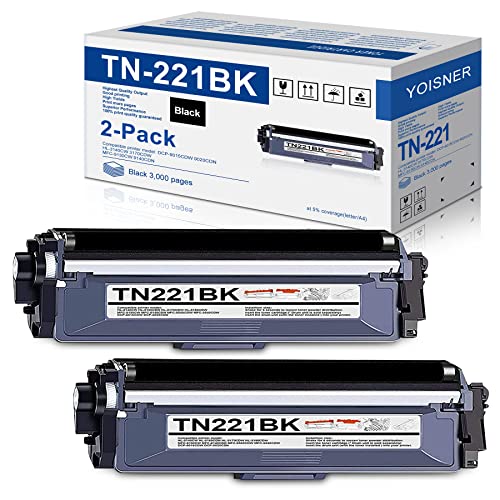 2-Pack TN-221 TN221BK Black Toner Cartridge Replacement for Brother TN221 TN-221BK HL-3140CW HL-3170CDW MFC-9130CW MFC-9330CDW Printer